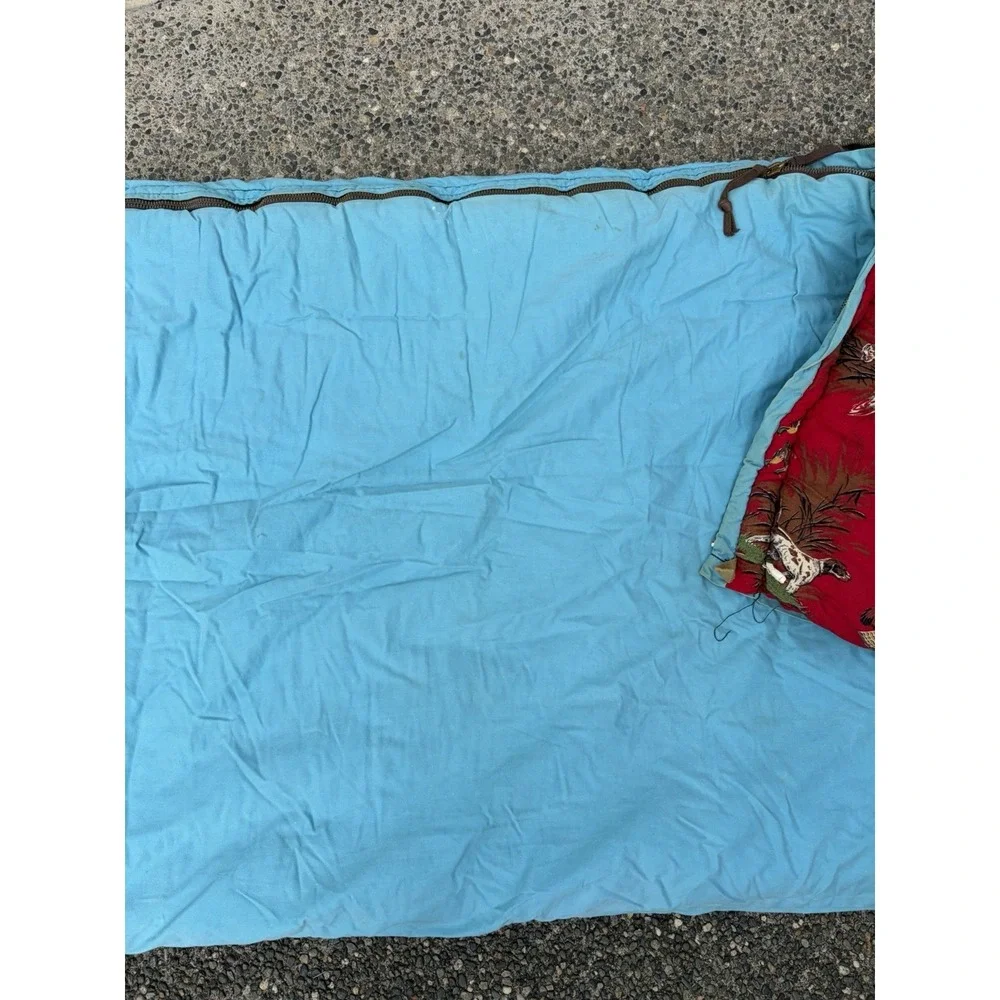 Vntg 1960 Adult Flannel Sleeping Bag Zip Together Hunting Camping 30